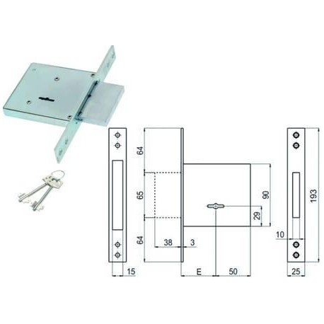 SERRATURA SAB DA INFILARE DOPPIA MAPPA 450/R