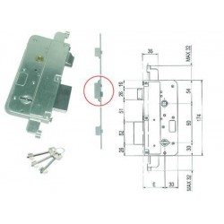 SERRATURA CENTRALE DOPPIA MAPPA 2 MANDATE CATENACCIO+SCROCCO 580