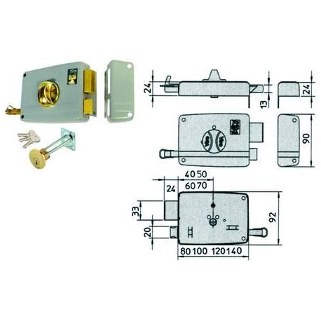 SERRATURA VIRO DA PORTONCINO CON POMOLO INTERNO CATENACCIO E SCROCCO