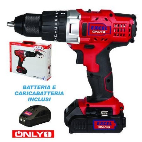 TRAPANO EXCEL  A BATTERIA LITIO 18V 2AH CON PERCUSSIONE 343664
