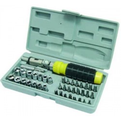 GIRAVITE PORTAINSERTI E BUSSOLE DA 1/4" IN SERIE 41 PEZZI 162975