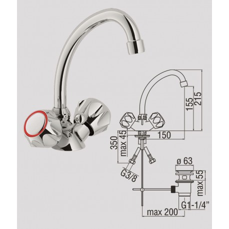 GRUPPO LAVELLO MONOFORO SERIE NUOVA FLORA 5526014