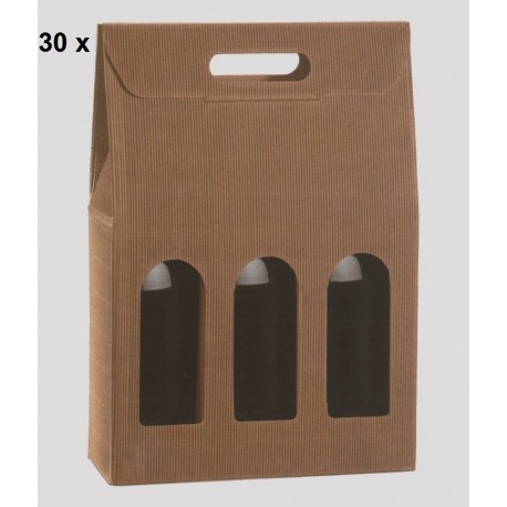 SCATOLA PORTA BOTTIGLIE 30pezzi ONDA AVANA 3 POSTI