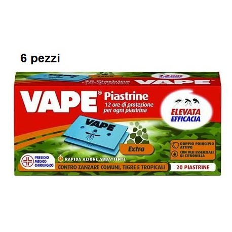 VAPE PIASTRINA 6cf. EXTRA P/ELETTROEMANATORI P/ZANZARE COMUNI, TIGRE E TROPICALI 411882