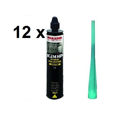 12 PEZZI ANCORANTE CHIMICO RESINA 300 ML. POLIESTERE "KEM HP HYBRID" 67263