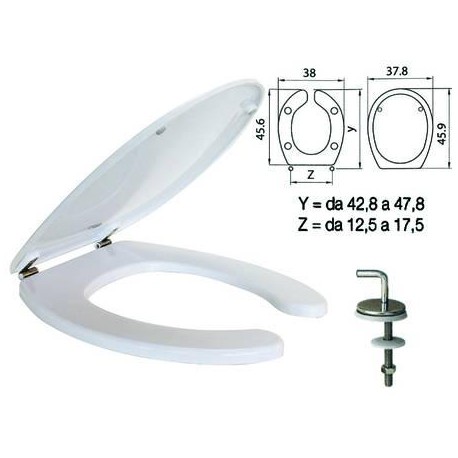 SEDILE WC IN TERMOINDURENTE PER DISABILI "HELP" BIANCO CERNIERE INOX SANIPLAST 410755