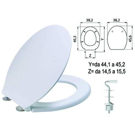 SEDILE WC IN TERMOINDURENTE "Z13" BIANCO CERNIERE INOX H025 SANIPLAST 410878