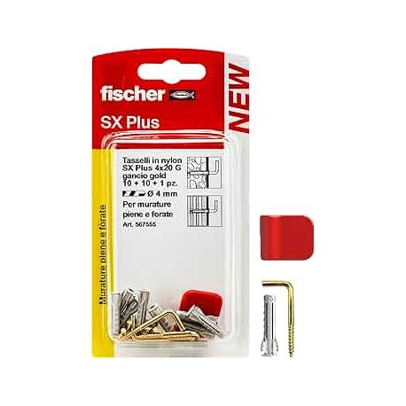 TASSELLO APPENDIQUADRI CON GANCIO FISCHER SX PLUS 4G 10pz. 5081140