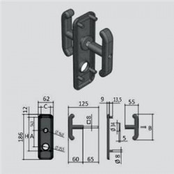 MANIGLIA CON PLACCA PER BASCULANTE x cilindro tondo 0625412