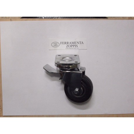 ruota in gomma nera ruotante per mobile d.60 piastra 65x50 c/freno 2735070