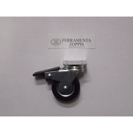 ruota in gomma nera ruotante per mobile d.50 piastra 40x40 c/freno 2737037