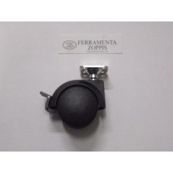 ruota in plastica nera ruotante per mobile d.50 piastra 35x35 c/freno 2727408