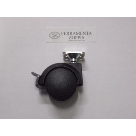 ruota in plastica nera ruotante per mobile d.50 piastra 35x35 c/freno 2727408