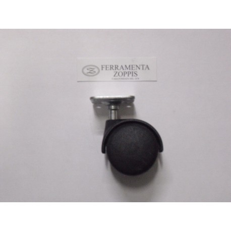 ruota in plastica nera ruotante per mobile d.50 piastra 45x45 2727402