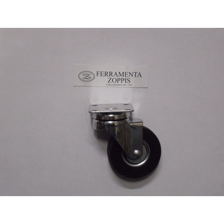 ruota in gomma nera ruotante per mobile d.60 piastra 47x47 2733027