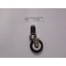 ruota in gomma nera ruotante d.50 perno c/tassello gomma 20x25 220/D/50