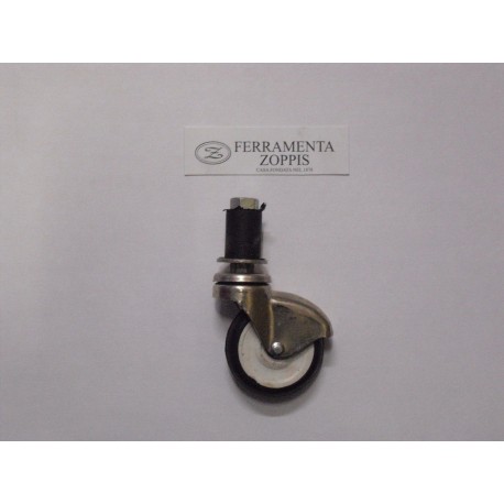 ruota in gomma nera ruotante d.50 perno c/tassello gomma 20x25 190/D/50